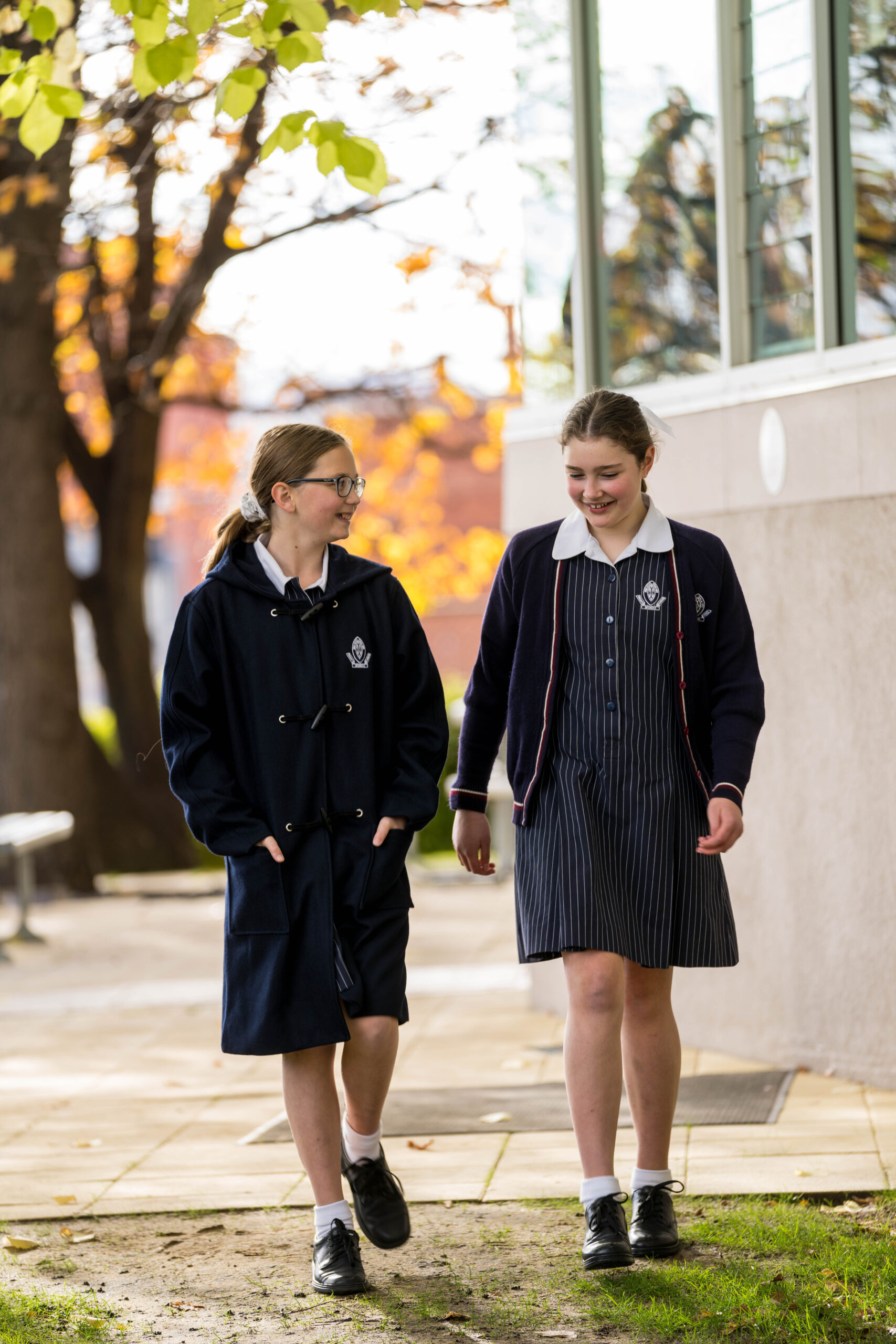 Middle School students walking in school grounds